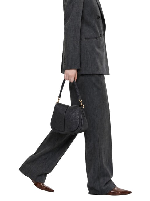 HELENA ROUND Bolso de hombro de piel con correa para el hombro. negro - Bolsos Mujer