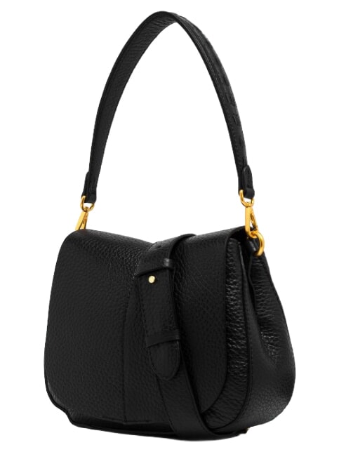 HELENA ROUND Bolso de hombro de piel con correa para el hombro. negro - Bolsos Mujer