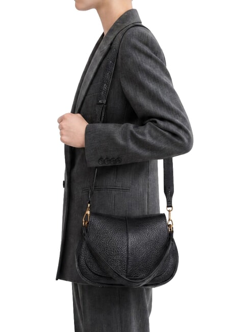 HELENA ROUND Bolso de hombro de piel con correa para el hombro. negro - Bolsos Mujer