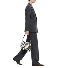 GIANNI CHIARINI HELENA ROUND Bolso de hombro de piel con correa para el hombro. cebra blanca y negra - Bolsos Mujer - 2