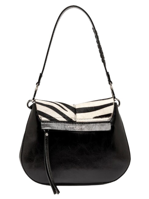 HELENA ROUND Bolso de hombro de piel con correa para el hombro. cebra blanca y negra - Bolsos Mujer