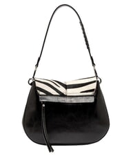 GIANNI CHIARINI HELENA ROUND Bolso de hombro de piel con correa para el hombro. cebra blanca y negra - Bolsos Mujer - 3
