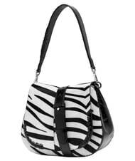 GIANNI CHIARINI HELENA ROUND Bolso de hombro de piel con correa para el hombro. cebra blanca y negra - Bolsos Mujer - 4