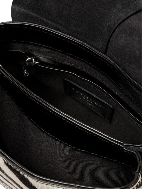 HELENA ROUND Bolso de hombro de piel con correa para el hombro. cebra blanca y negra - Bolsos Mujer