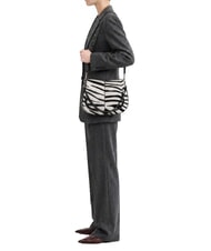 GIANNI CHIARINI HELENA ROUND Bolso de hombro de piel con correa para el hombro. cebra blanca y negra - Bolsos Mujer - 7