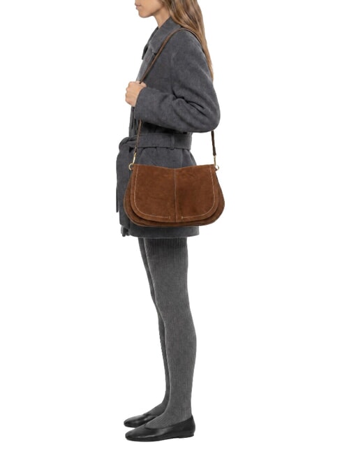 HELENA ROUND Bolso de hombro de piel co&ntilde;ac - Bolsos Mujer