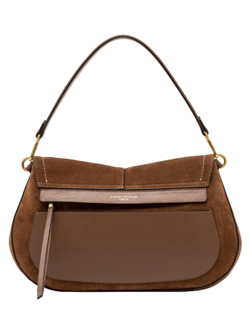 HELENA ROUND Bolso de hombro de piel co&ntilde;ac - Bolsos Mujer