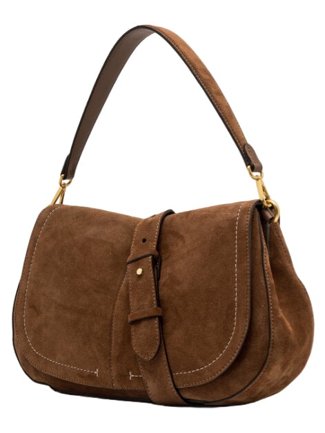 HELENA ROUND Bolso de hombro de piel co&ntilde;ac - Bolsos Mujer