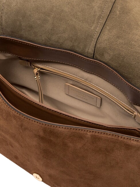 HELENA ROUND Bolso de hombro de piel co&ntilde;ac - Bolsos Mujer