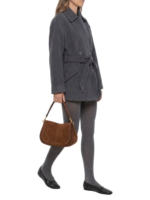 HELENA ROUND Bolso de hombro de piel co&ntilde;ac - Bolsos Mujer
