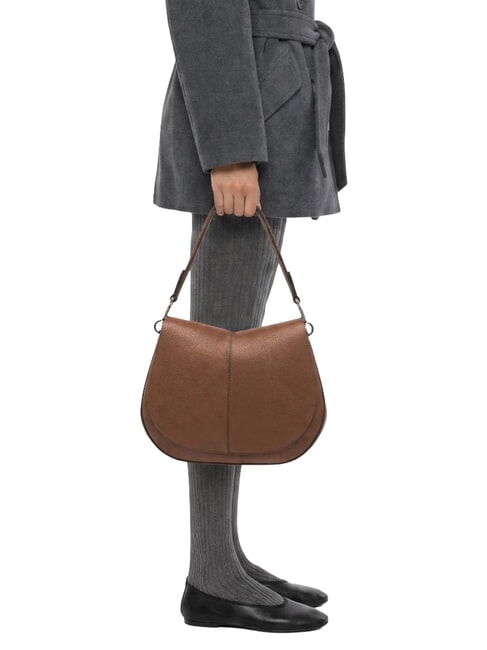 HELENA ROUND Bolso bandolera con correa para el hombro, de piel. nueces - Bolsos Mujer