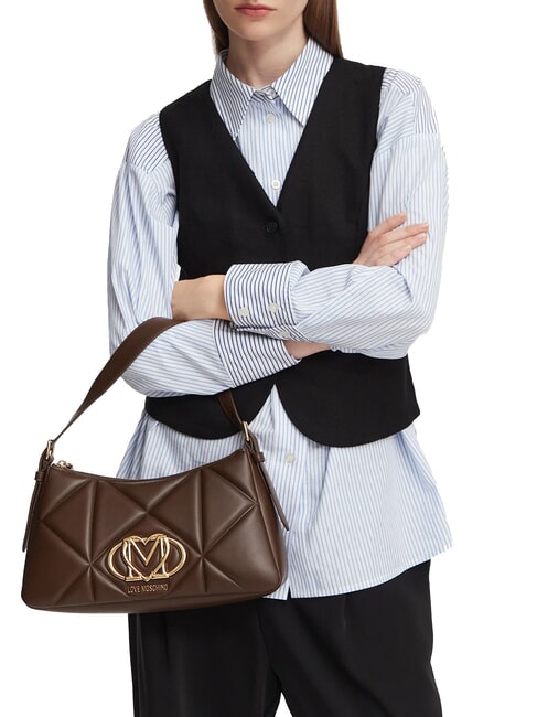 EMBOSSED QUILTED Bolso de hombro marr&oacute;n - Bolsos Mujer