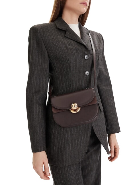 SFERA Mini bolso de hombro, en piel chocolate - Bolsos Mujer