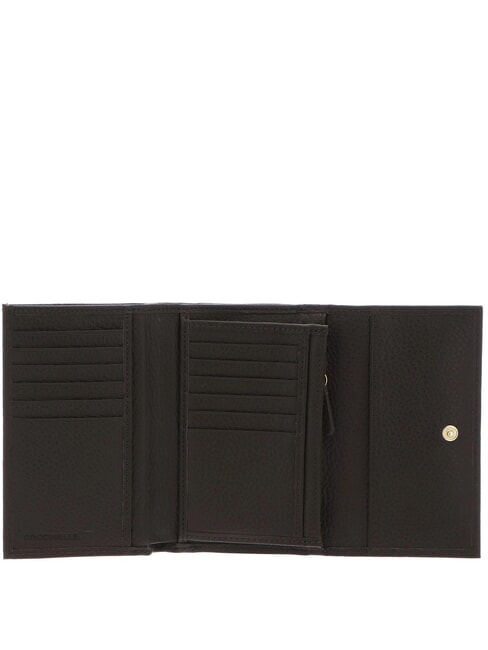 METALLIC SOFT Cartera plegable de piel martillada lodo - Carteras Mujer