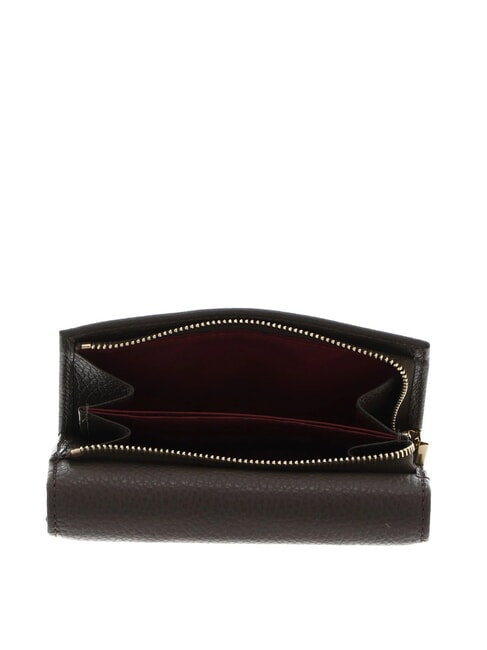 METALLIC SOFT Cartera plegable de piel martillada lodo - Carteras Mujer