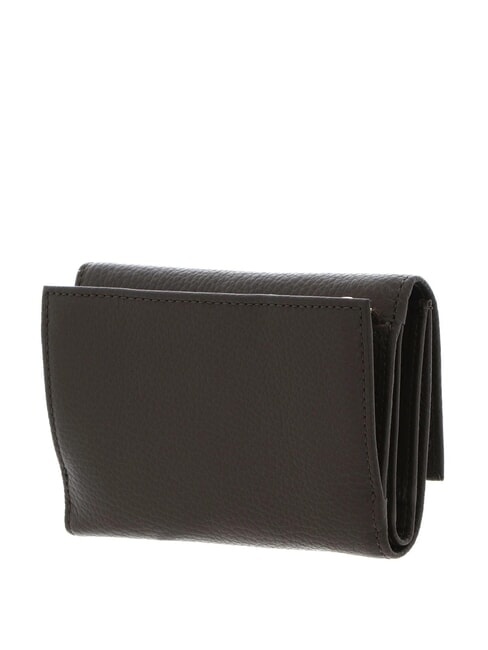 METALLIC SOFT Cartera plegable de piel martillada lodo - Carteras Mujer