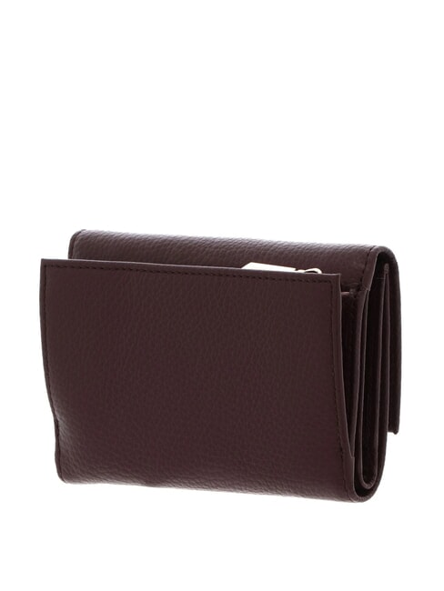 METALLIC SOFT Cartera plegable de piel martillada baya - Carteras Mujer