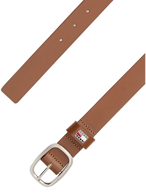 TOMMY JEANS OVAL  Cintur&oacute;n de cuero acortable co&ntilde;ac - Cinturones