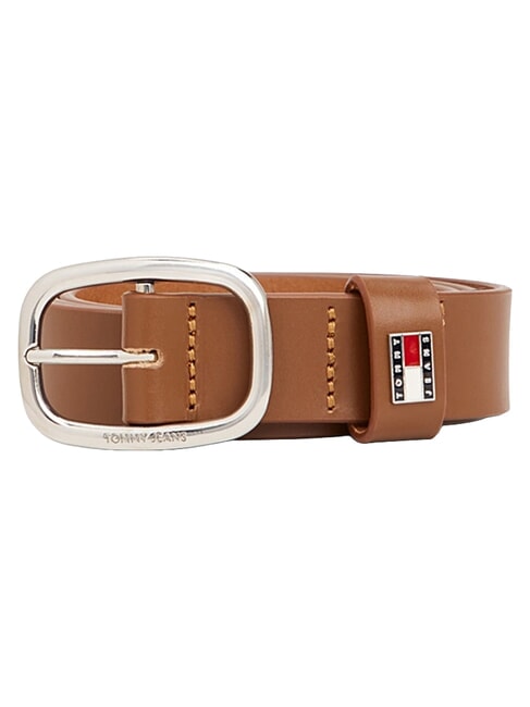 TOMMY JEANS OVAL  Cintur&oacute;n de cuero acortable co&ntilde;ac - Cinturones