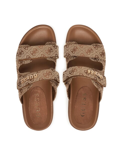 FAXON2 Sandalias de cu&ntilde;a de 6,5 cm Beige / Marr&oacute;n - Zapatos Mujer