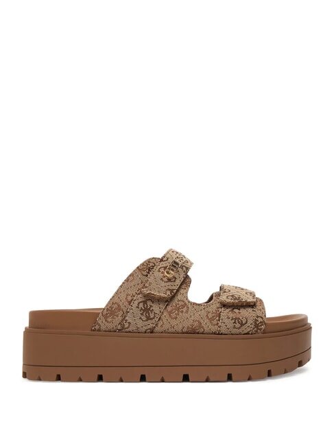 FAXON2 Sandalias de cu&ntilde;a de 6,5 cm Beige / Marr&oacute;n - Zapatos Mujer