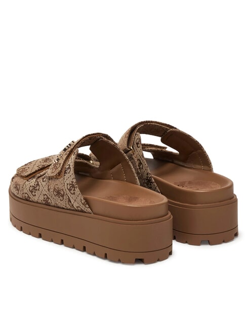 FAXON2 Sandalias de cu&ntilde;a de 6,5 cm Beige / Marr&oacute;n - Zapatos Mujer