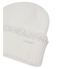 LIUJO PERLE Gorro de punto con cuentas crema blanca - Sombreros - 3