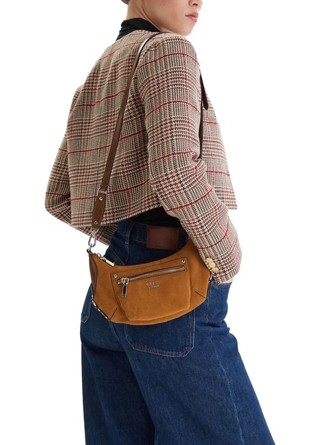 MARSHA Bolso de hombro de piel de ante. COGNAC - Bolsos Mujer