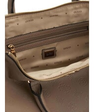 GUESS ANISE Bolso de mano con correa para el hombro. logotipo de color topo oscuro - Bolsos Mujer - 3