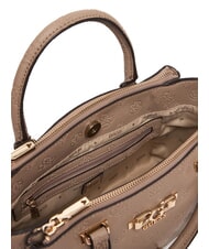 GUESS ANISE L Bolso de mano con correa para el hombro. logotipo de color topo oscuro - Bolsos Mujer - 4