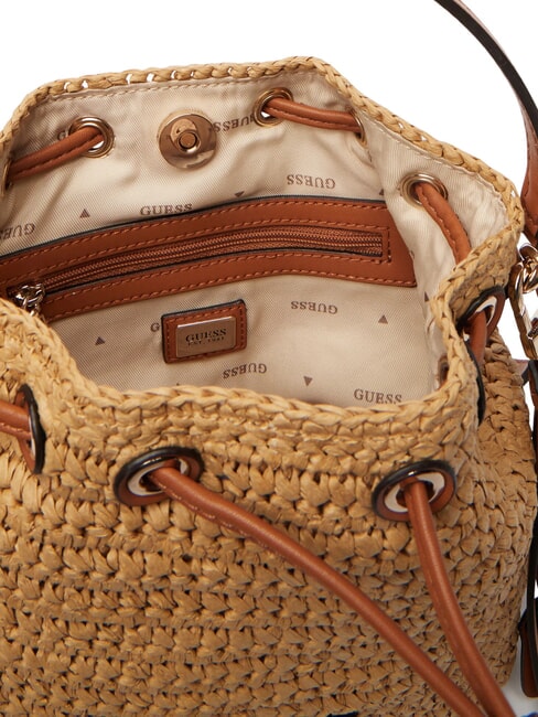 OFELIA Minibolso tipo cubo con correa para el hombro natural / co&ntilde;ac - Bolsos Mujer