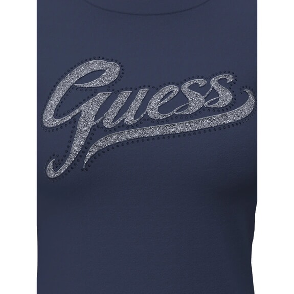 GLITTER LOGO Camiseta de manga corta con brillo azul ennegrecido - camiseta