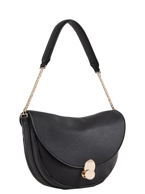 EVELYN Bolso de hombro con logo met&aacute;lico NEGRO - Bolsos Mujer