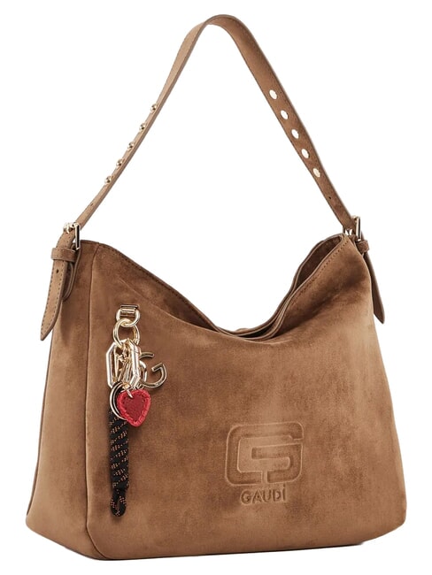 GRETA SUEDE Bolso de hombro con dije arena - Bolsos Mujer