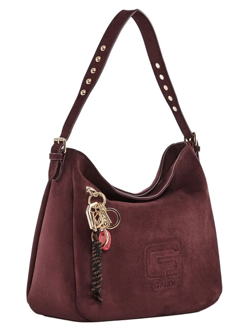 GRETA SUEDE Bolso de hombro con dije borgo&ntilde;a - Bolsos Mujer