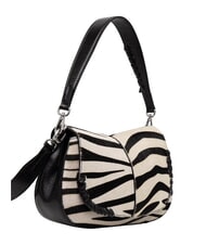 GIANNI CHIARINI HELENA ROUND Bolso de piel con correa para el hombro cebra blanca y negra - Bolsos Mujer - 2