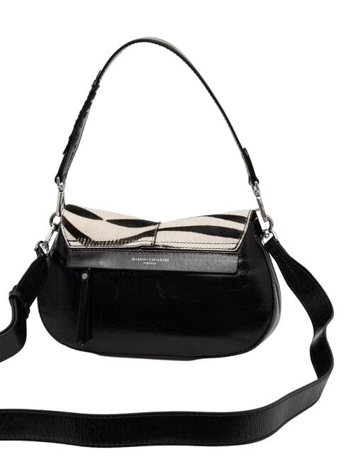 HELENA ROUND Bolso de piel con correa para el hombro cebra blanca y negra - Bolsos Mujer