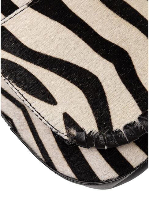 HELENA ROUND Bolso de piel con correa para el hombro cebra blanca y negra - Bolsos Mujer