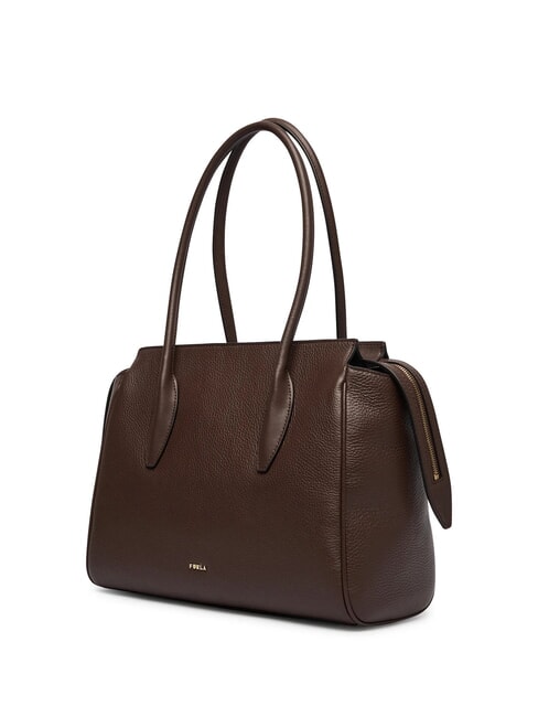 AMBRA Bolso de hombro de piel chocolate - Bolsos Mujer