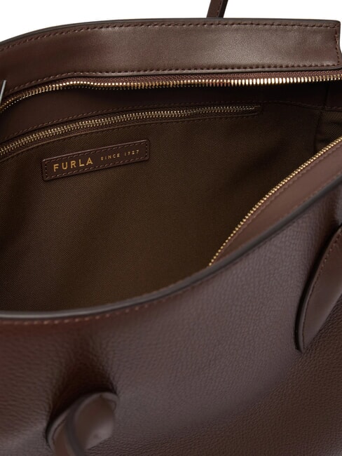 AMBRA Bolso de hombro de piel chocolate - Bolsos Mujer