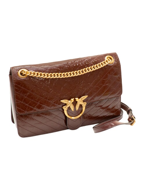 LOVE ONE LIGHT Bolso mediano de piel acolchada marr&oacute;n oscuro-oro antiguo - Bolsos Mujer