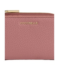 COCCINELLE METALLIC SOFT Cartera peque&ntilde;a de piel rosa de invierno - Carteras Mujer - 3