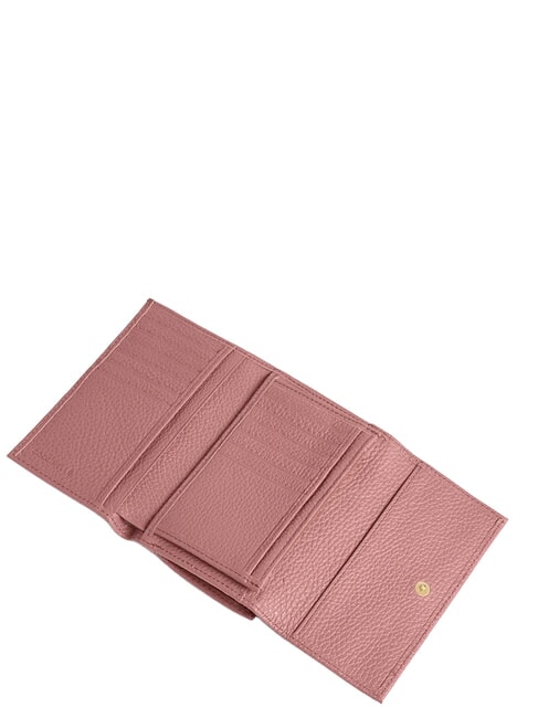 METALLIC SOFT Cartera plegable de piel martillada rosa de invierno - Carteras Mujer
