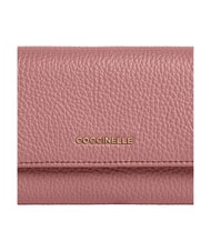 COCCINELLE METALLIC SOFT Cartera plegable de piel martillada rosa de invierno - Carteras Mujer - 3