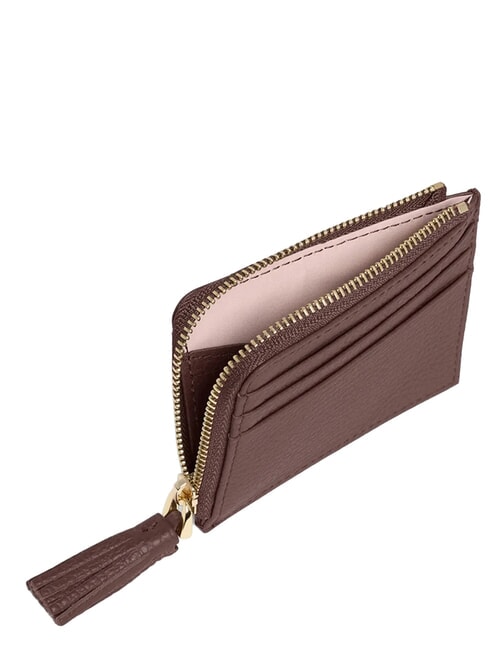 TASSEL Tarjetero con cremallera en piel martillada baya - Carteras Mujer
