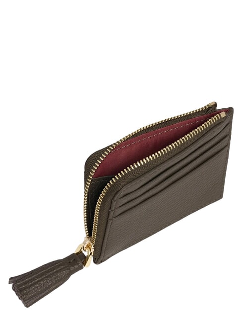 TASSEL Tarjetero con cremallera en piel martillada lodo - Carteras Mujer
