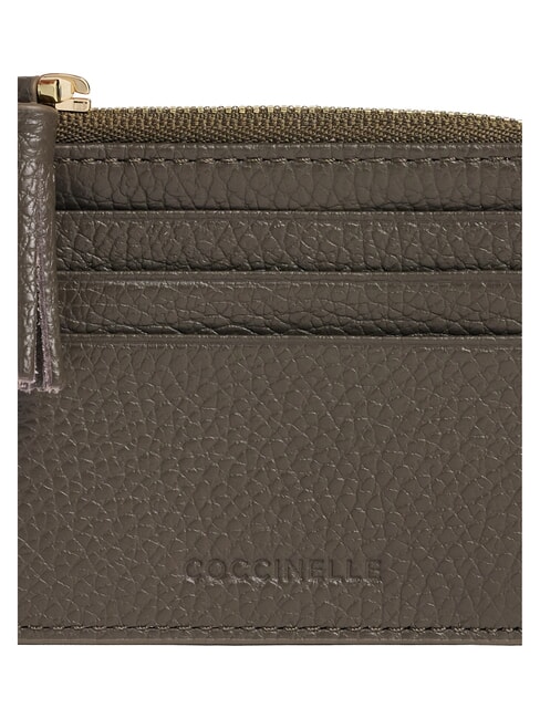 TASSEL Tarjetero con cremallera en piel martillada lodo - Carteras Mujer