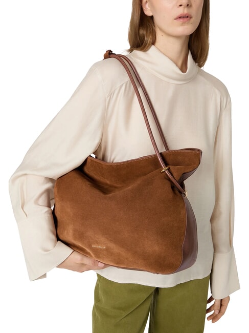 LIZZIE SUED.BIM Bolso de hombro de ante co&ntilde;ac - Bolsos Mujer