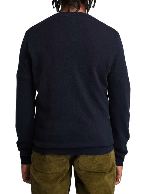 MERINO Jersey de cuello redondo en mezcla de lana zafiro oscuro/vaquero oscuro - Su&eacute;teres de los hombres