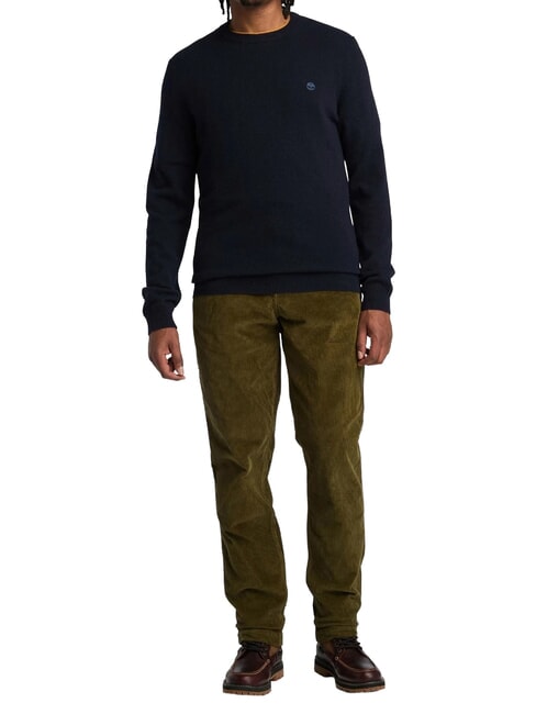 MERINO Jersey de cuello redondo en mezcla de lana zafiro oscuro/vaquero oscuro - Su&eacute;teres de los hombres